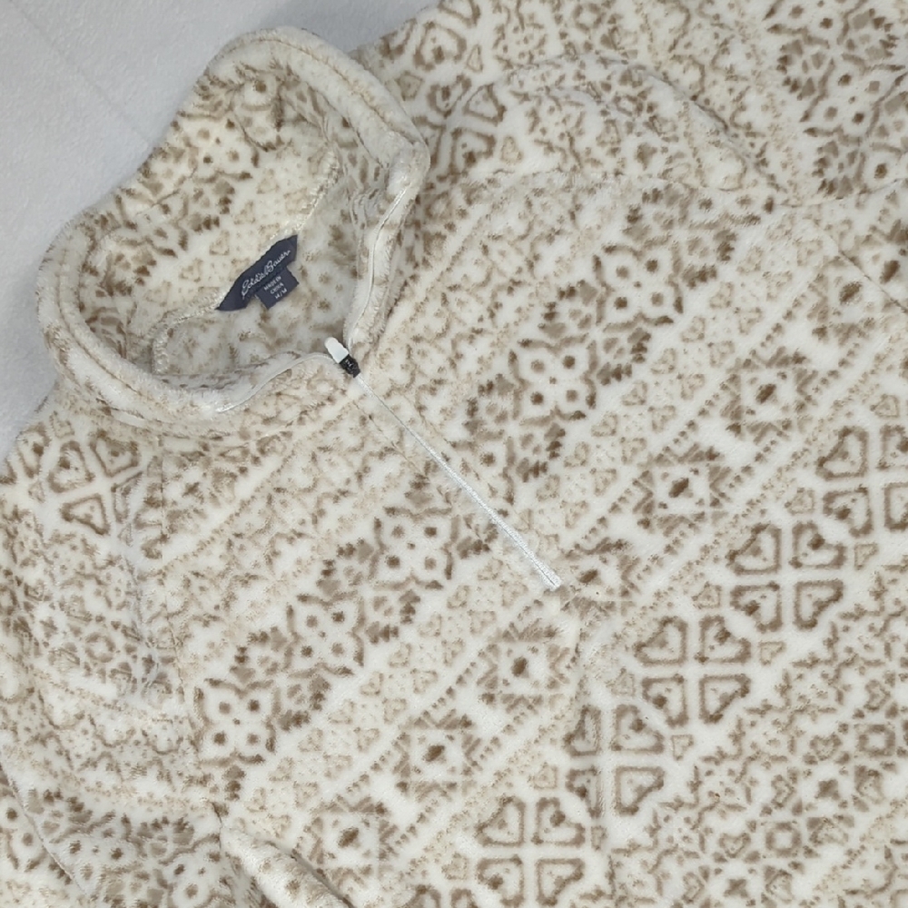 Eddie Bauer Aztec Pattern Soft Fleece Quarter Zip Pullover Women's Medium‎